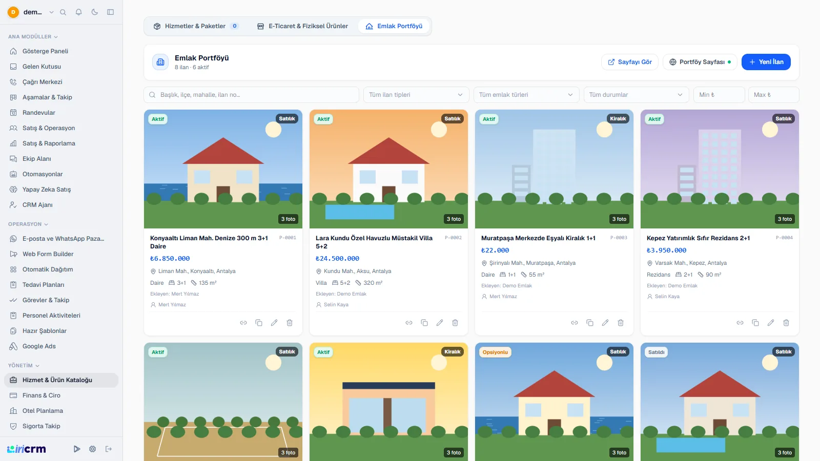 Property Portfolio and Listing Page: iri CRM